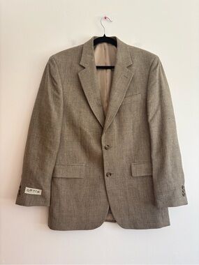 Orvis 100% Silk Tweed Men's Blazer Sport Coat Tan Country Club Travel 38R NWT